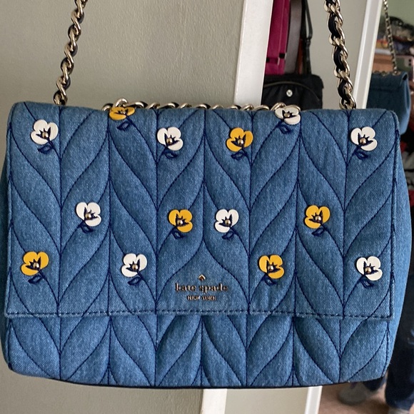 Kate Spade Flowers on Blue Fabric Bag - Picture 3 of 8